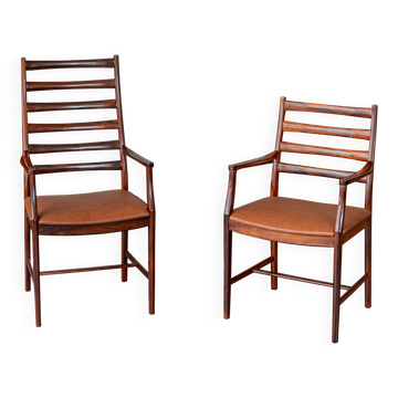 Pair of danish rosewood and leather armchairs