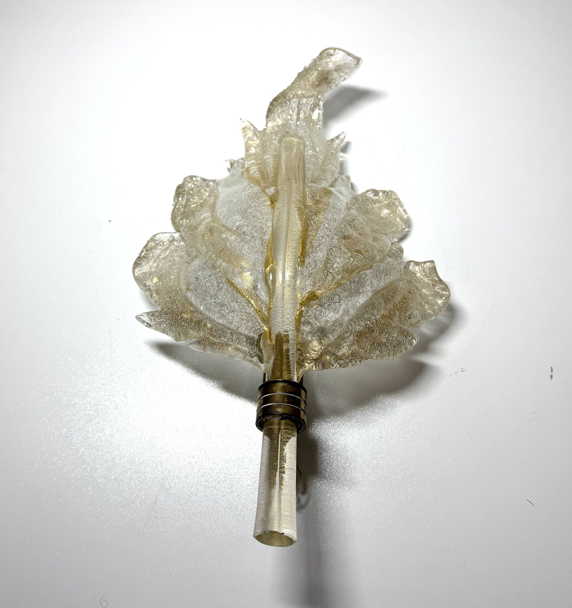 Large Vintage Murano Glass and Gold Leaf Wall Light by Barovier Toso, Italy
