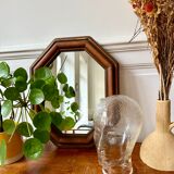 Octagonal wooden mirror