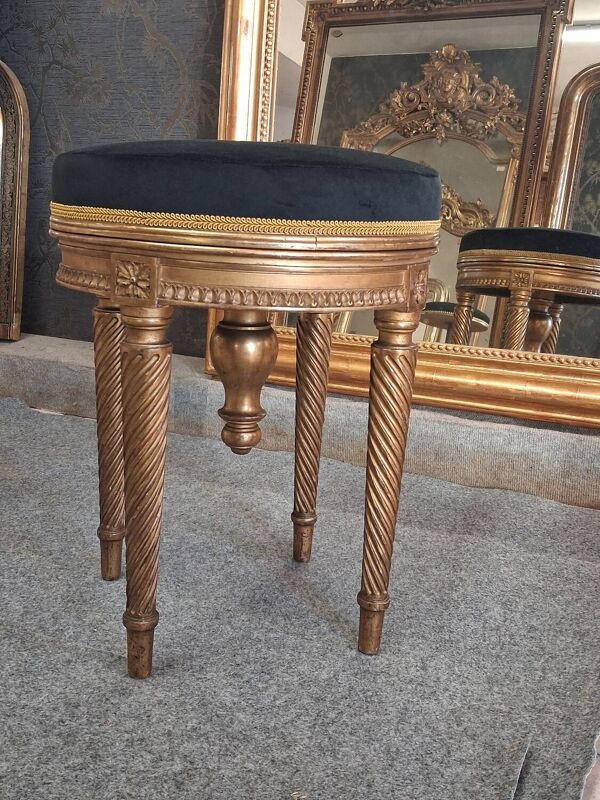 Tabouret de piano en bois doré
