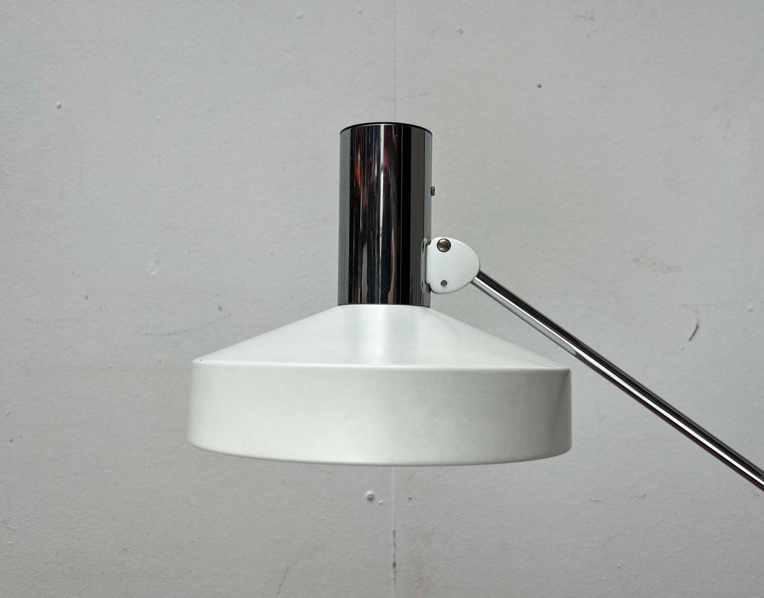 Mid-Century Modern German Minimalist White and Chrome Table Lamp from Kaiser Leuchten, 1960s