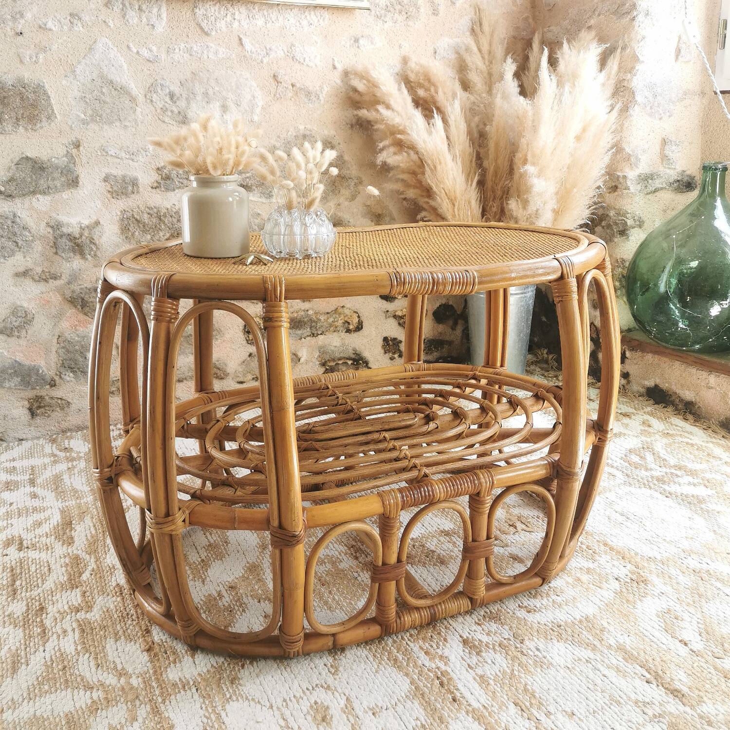 Vintage rattan coffee table
