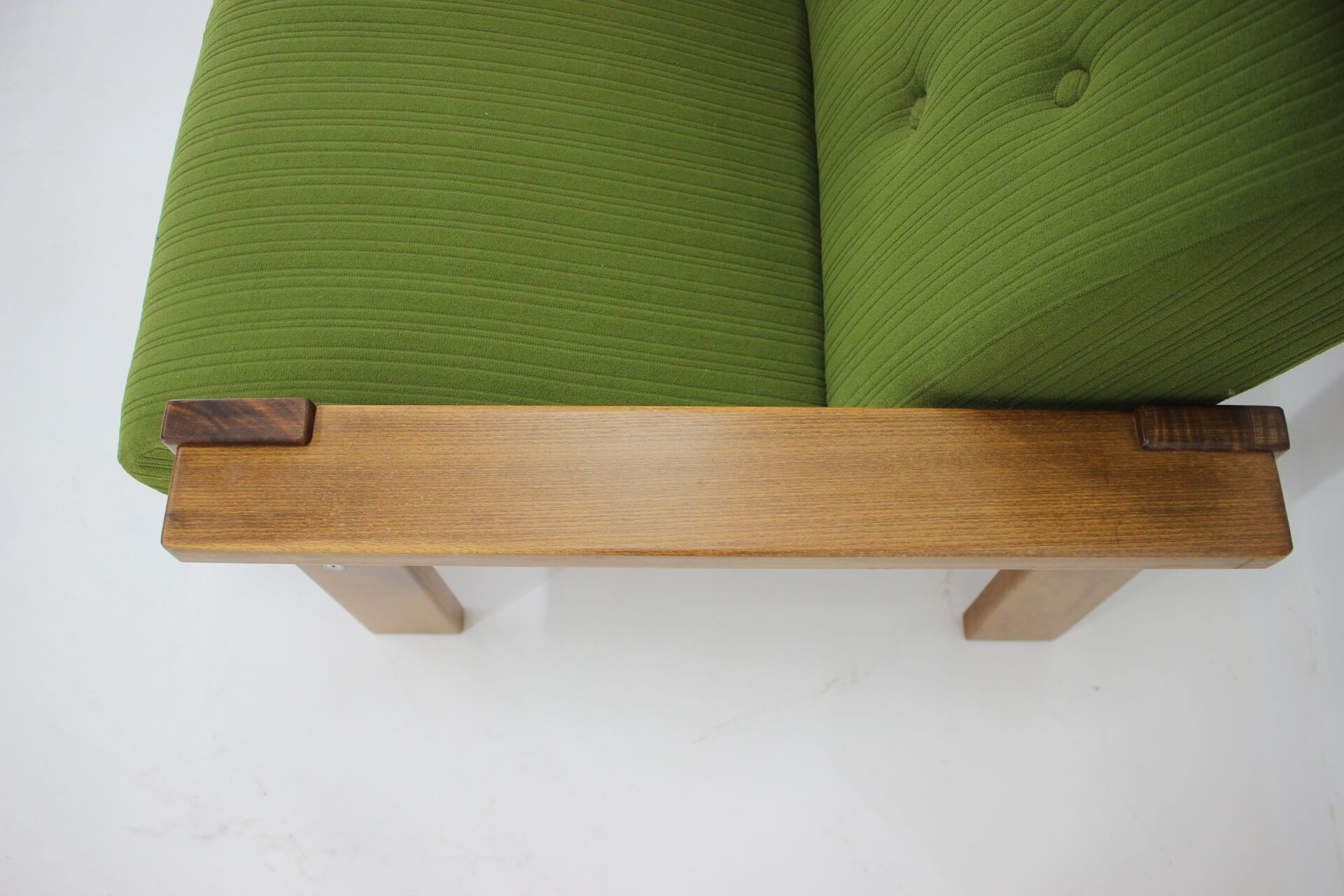 1970s pair of beech armchairs, czechoslovakia