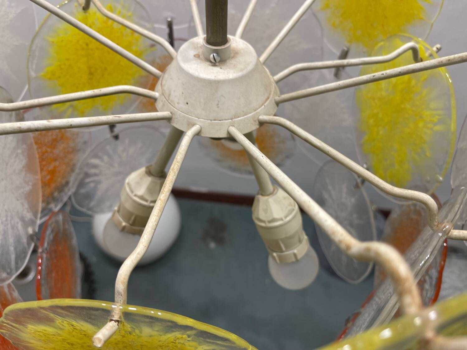 Murano Glass Disc Snowflake Chandelier 1960’s