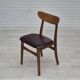 1960s, set of 6 Danish dinning chairs, solid oak wood, reupholstered.