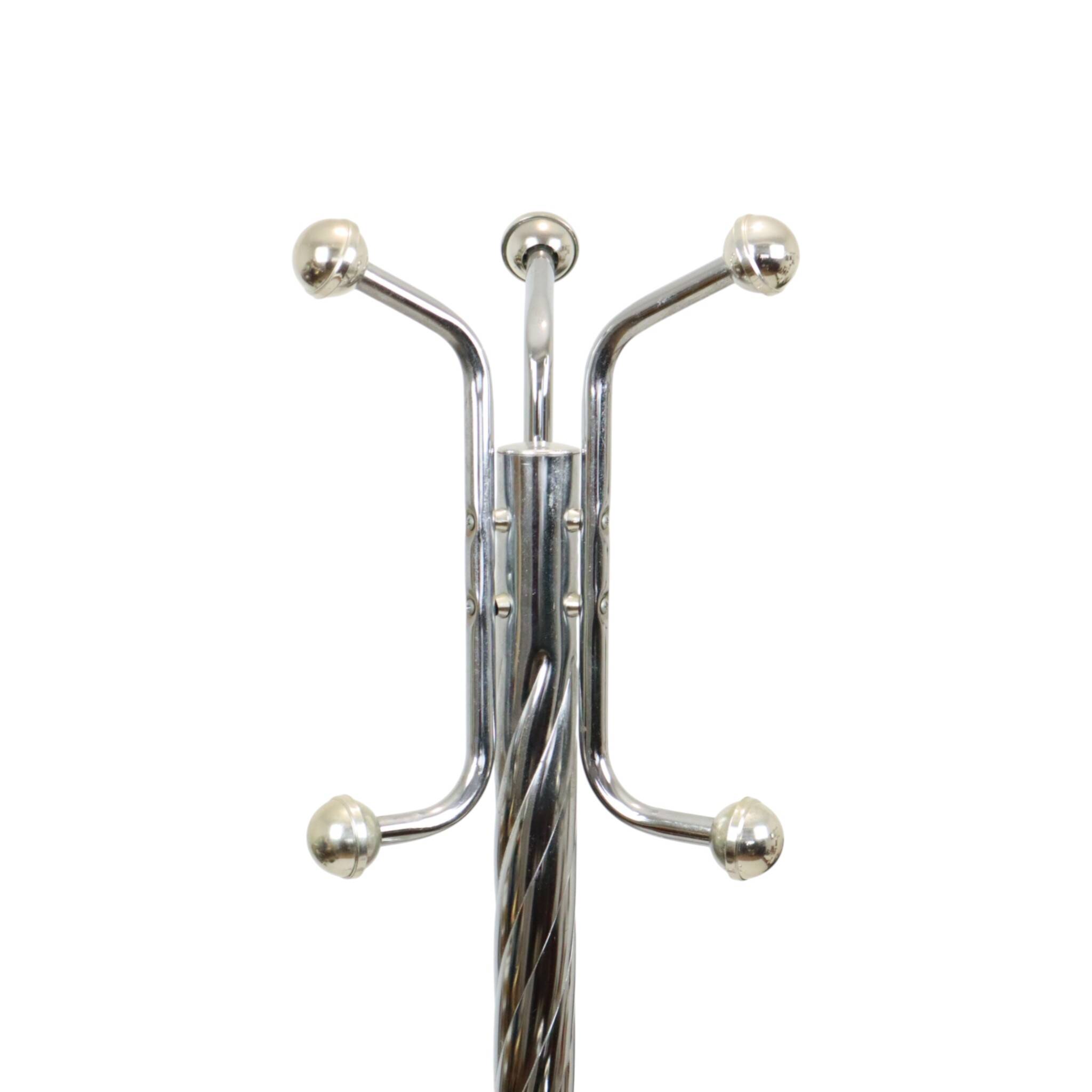 Vintage Standing Coat Rack Chrome Marble Space Age 166cm