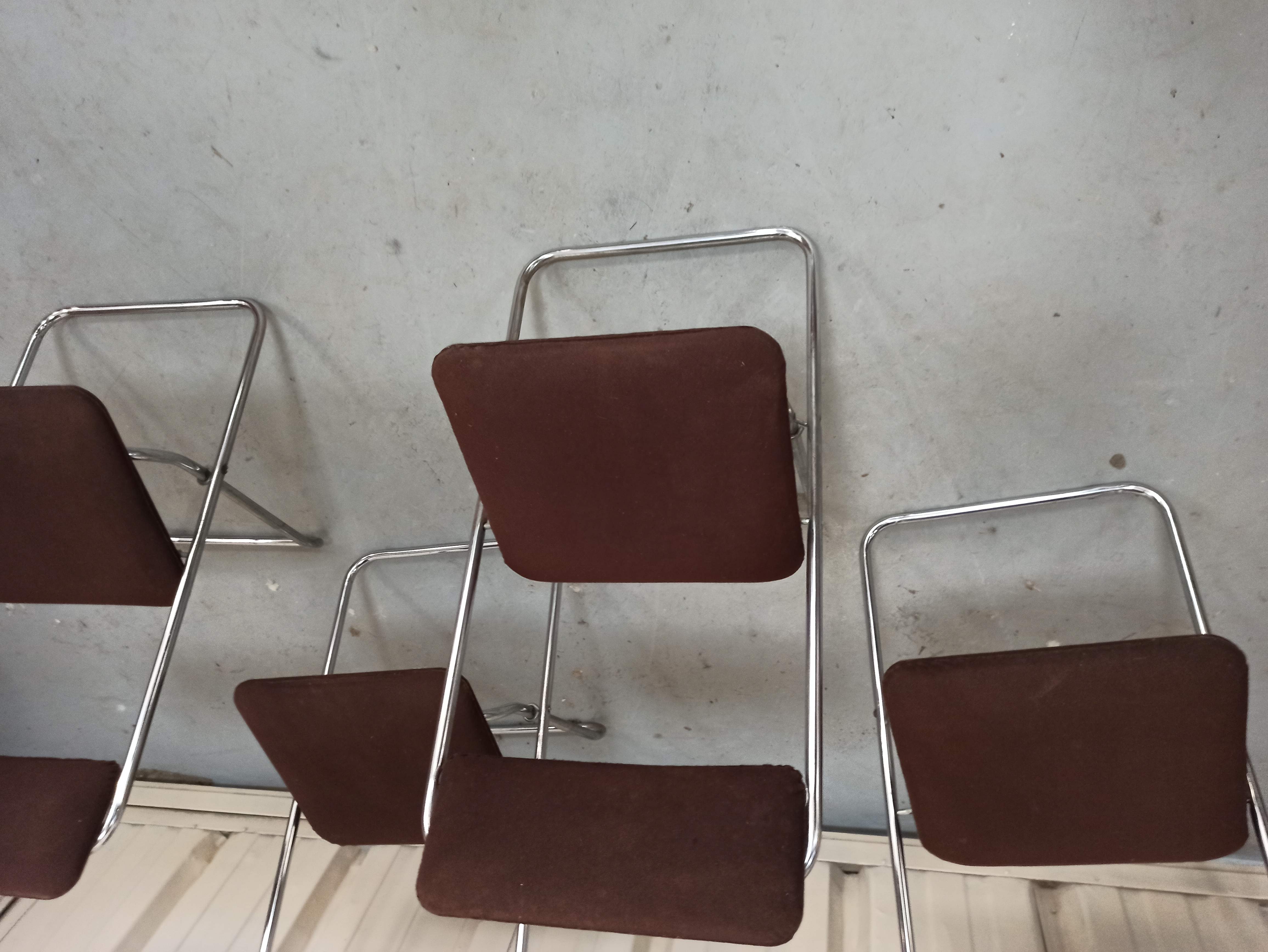 Framar - 4 folding chairs in brown fabric