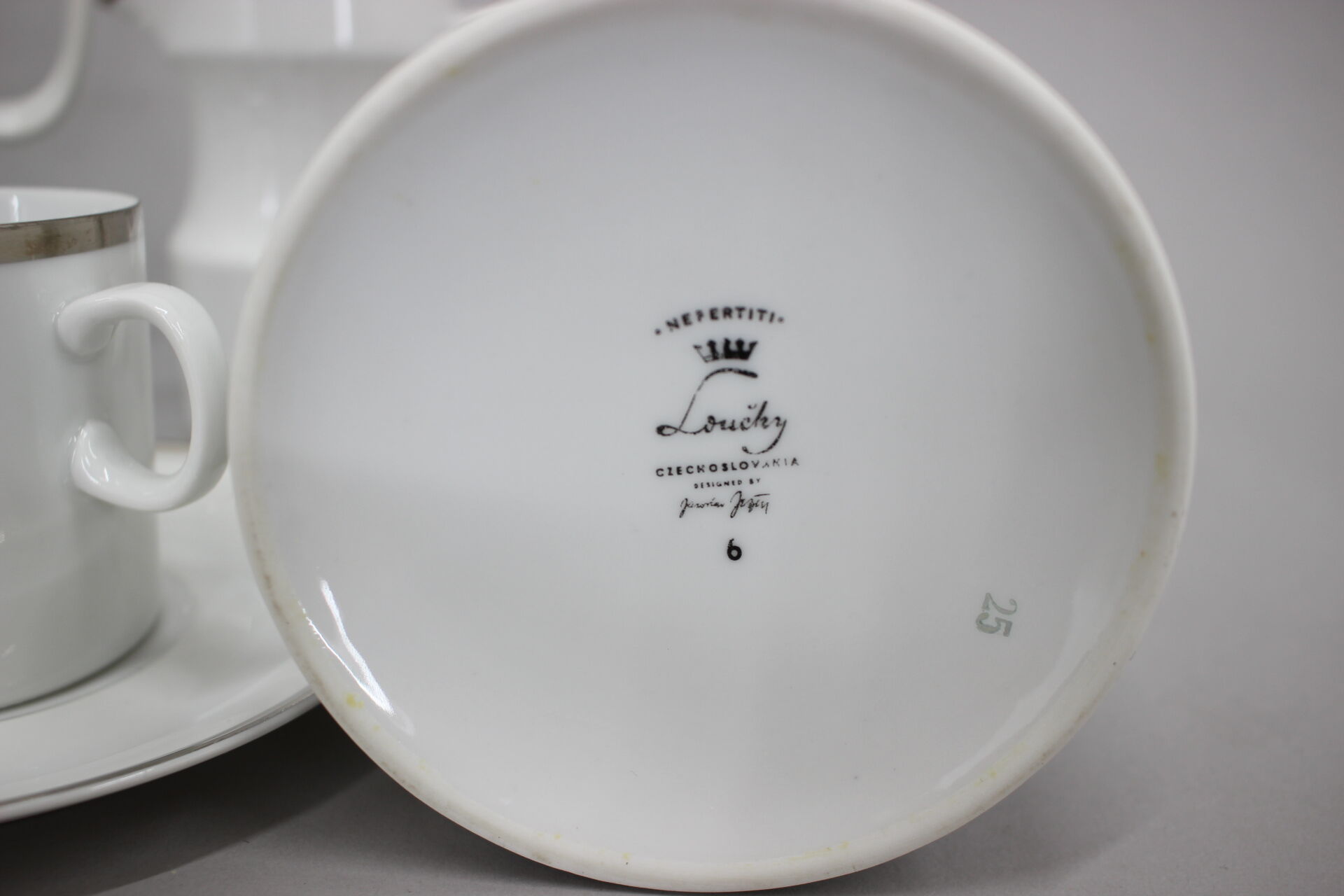 1964 Jaroslav Jezek Exlusive Porcelain Tea Set "Nefertiti", Czechoslovakia