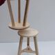 Oak stool with round seat and three legs, minimalist stool with tr