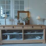 crafted dresser in raw solid wood.