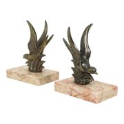 Pair of Art Deco Swallows Birds Bookends 1930s