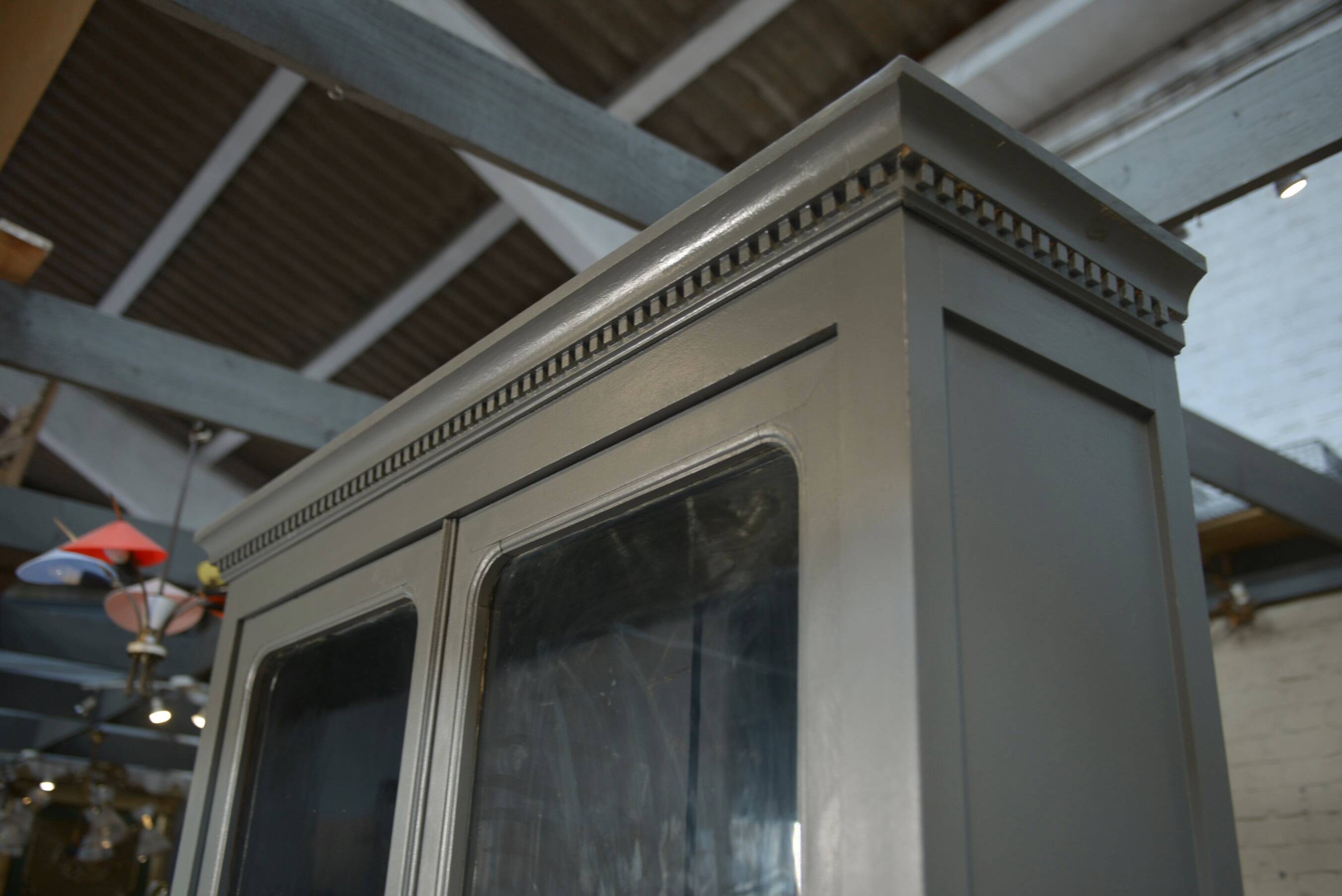 Bookcase sideboard with 2 bodies in gray patinated fir