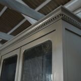 Bookcase sideboard with 2 bodies in gray patinated fir