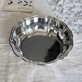 Vintage silver-plated metal salad bowl with gadrooned edge
