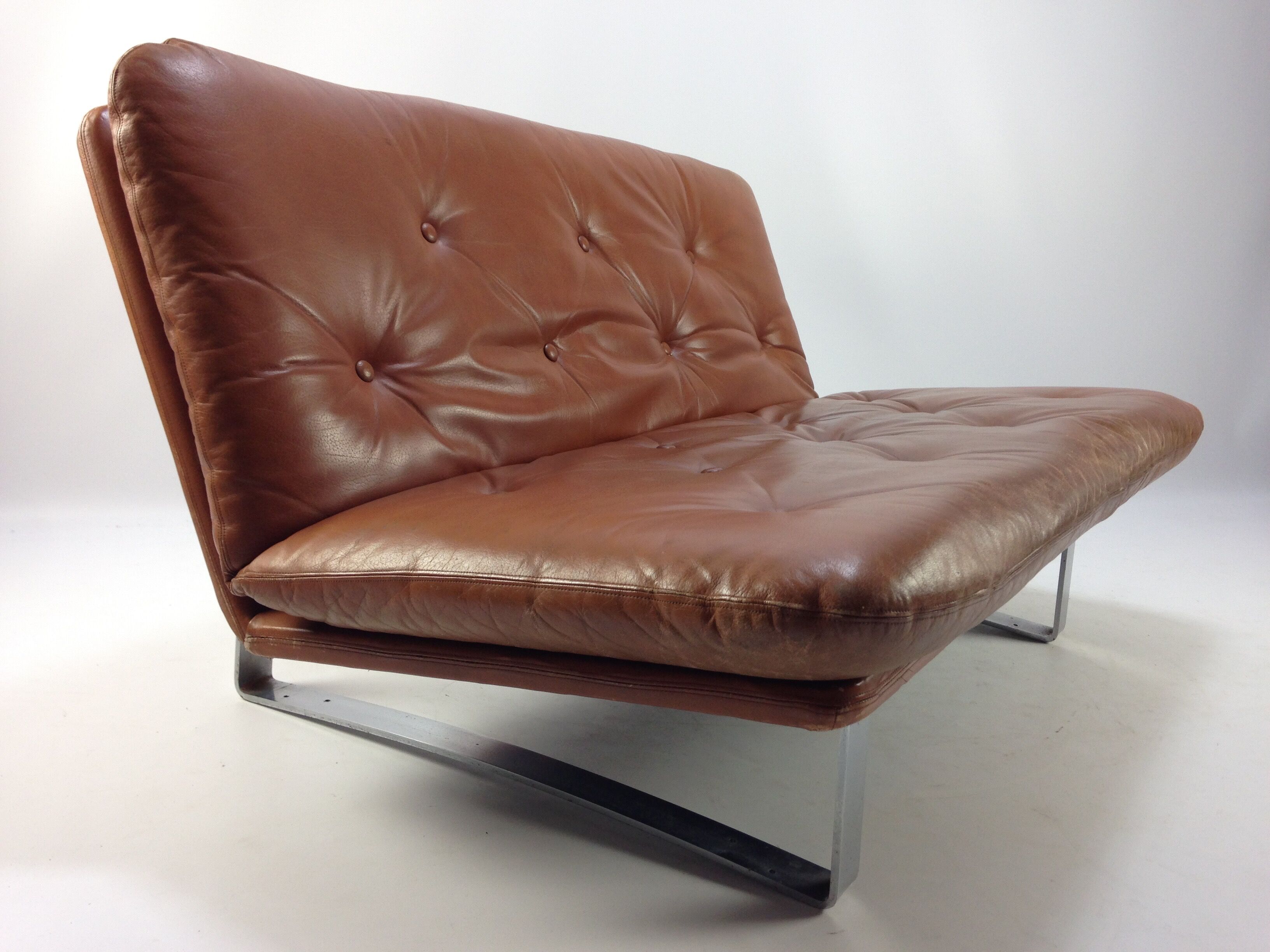 Vintage Leather Sofa by Kho Liang Ie for Artifort, 1960s
