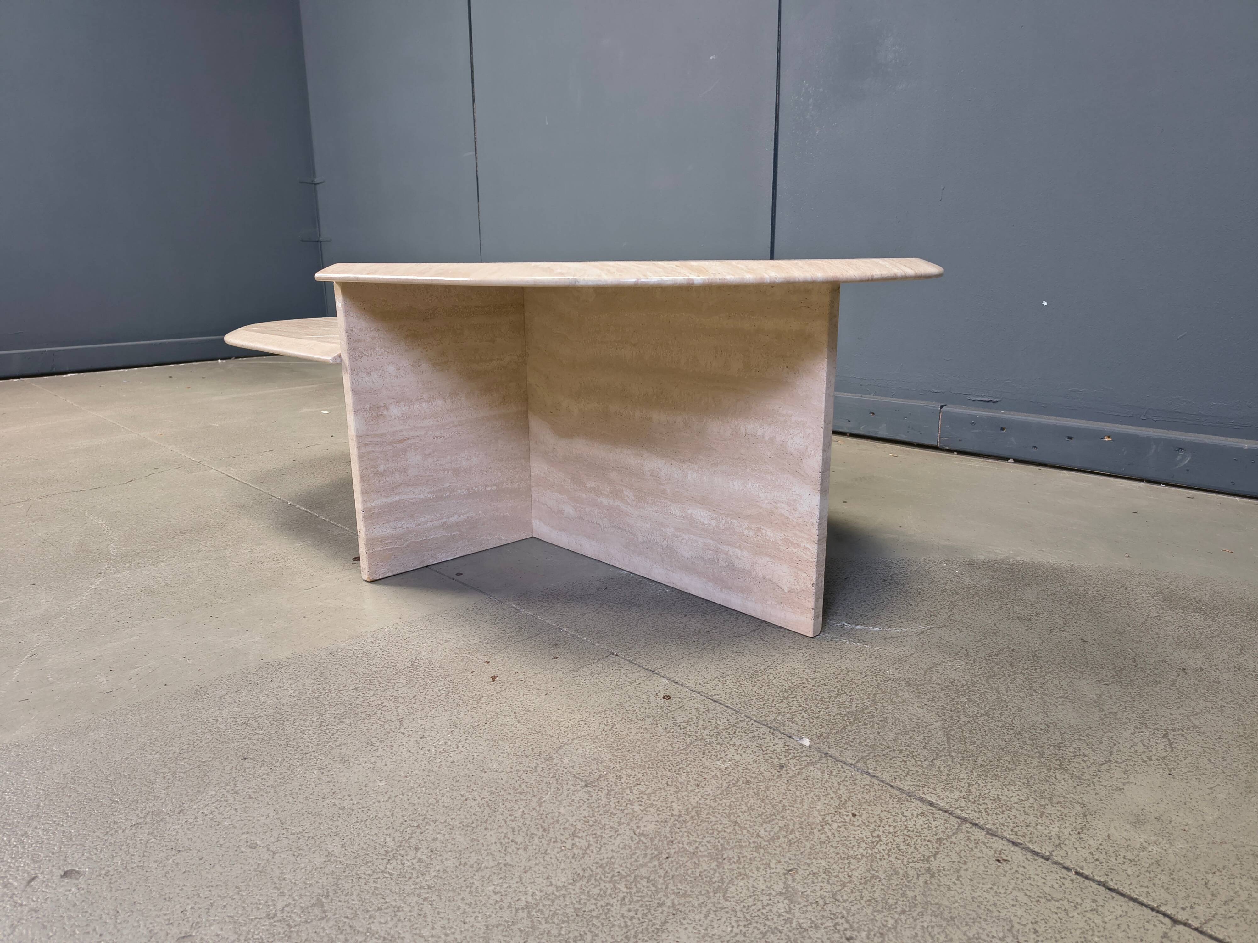 Pair of vintage travertine coffee tables or side tables, 1970s