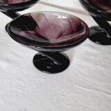 Set of 4 "Zig-Zag" dessert glasses in amethyst crystal Art Deco