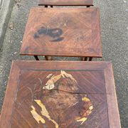 3 nesting tables in Art Nouveau style, made of solid wood and marquetry from the 19th century.