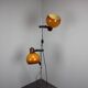 Adjustable double floor lamp in "Space Age" style, Hungarian from the 1970s, in orange and chrome brown.