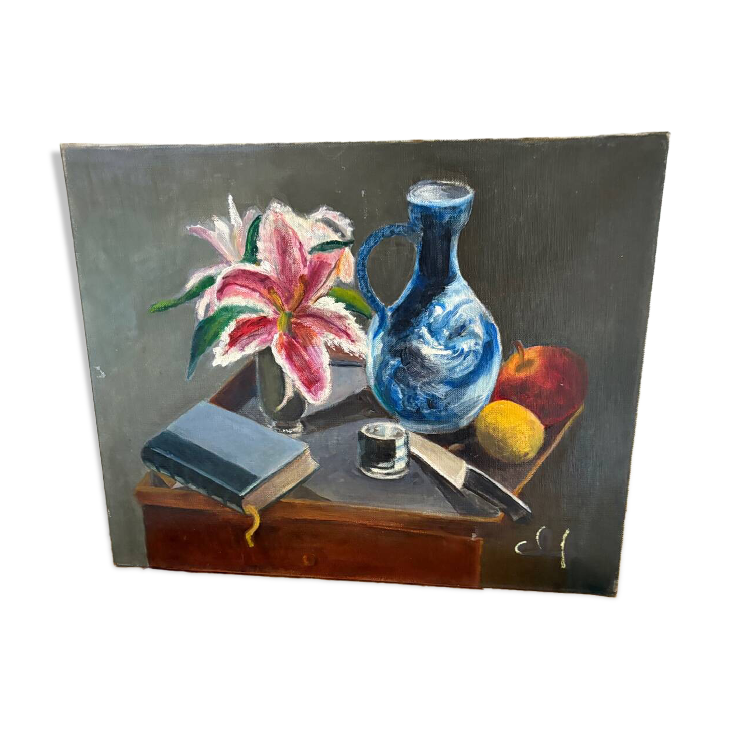 Tableau nature morte, huile sur toile