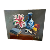 Still life painting in oil on canvas