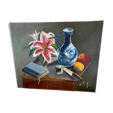 Still life painting in oil on canvas