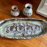 Flat cup and 2 mini ceramic vases Albert Thiry Vallauris