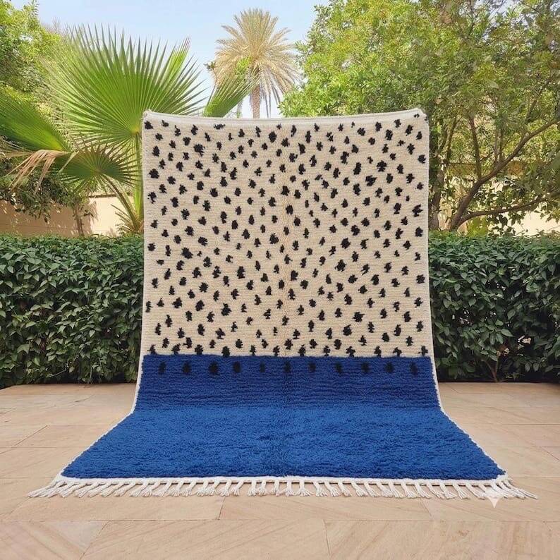 Authentic natural wool Moroccan rug custom-made 2/3 m