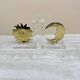 Vintage bookends sun and moon lucite and brass, 1970s