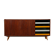 Oak sirdeboard with yellow and black drawers by Jiri Jiroutek, 1960