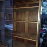 Grande Bibliothèque, Vitrine en bois massif, Design Fonctionnel 1950, 1960