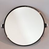 Vintage 1980s smoked brown PVC swivel mirror.