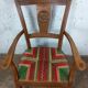 Art Deco wood and straw armchair