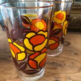 4 vintage pop style water glasses