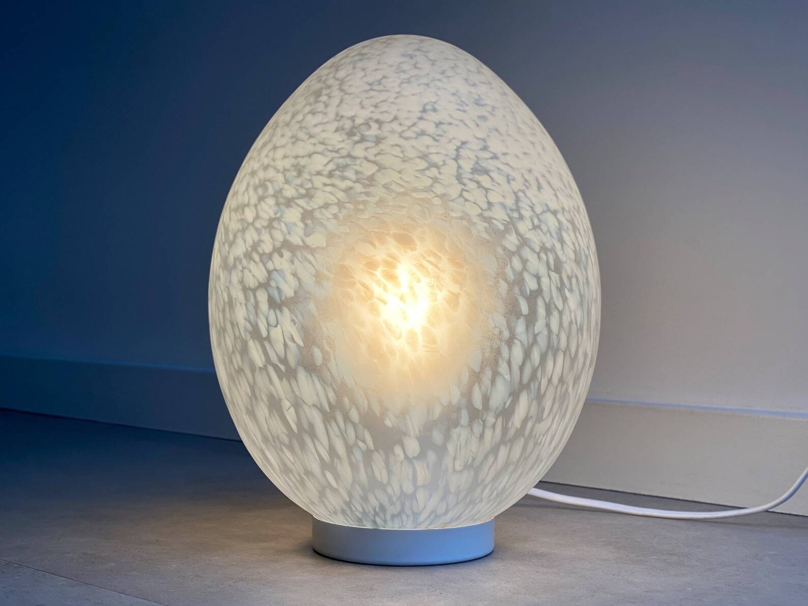 Large vintage glass egg table lamp - Domec