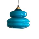 Suspension old lampshade in blue opaline glass