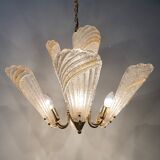 Italian murano glass chandelier hollywood regency design , 1970