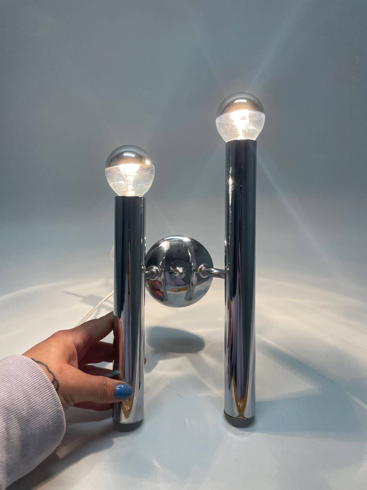 Vintage chrome tube wall lamp