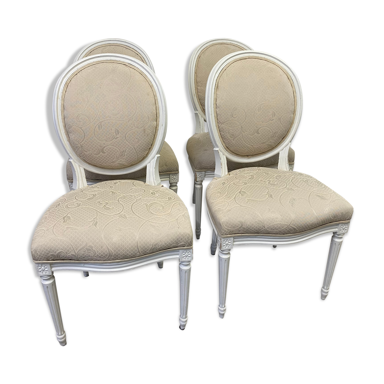 4 louis xvi style medallion chairs
