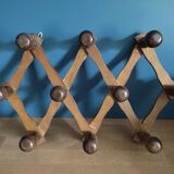 Porte manteaux bois extensible 10 patères  ancien vintage déco rétro