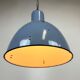 Bauhaus blue enamel industrial pendant lamp, 1950s