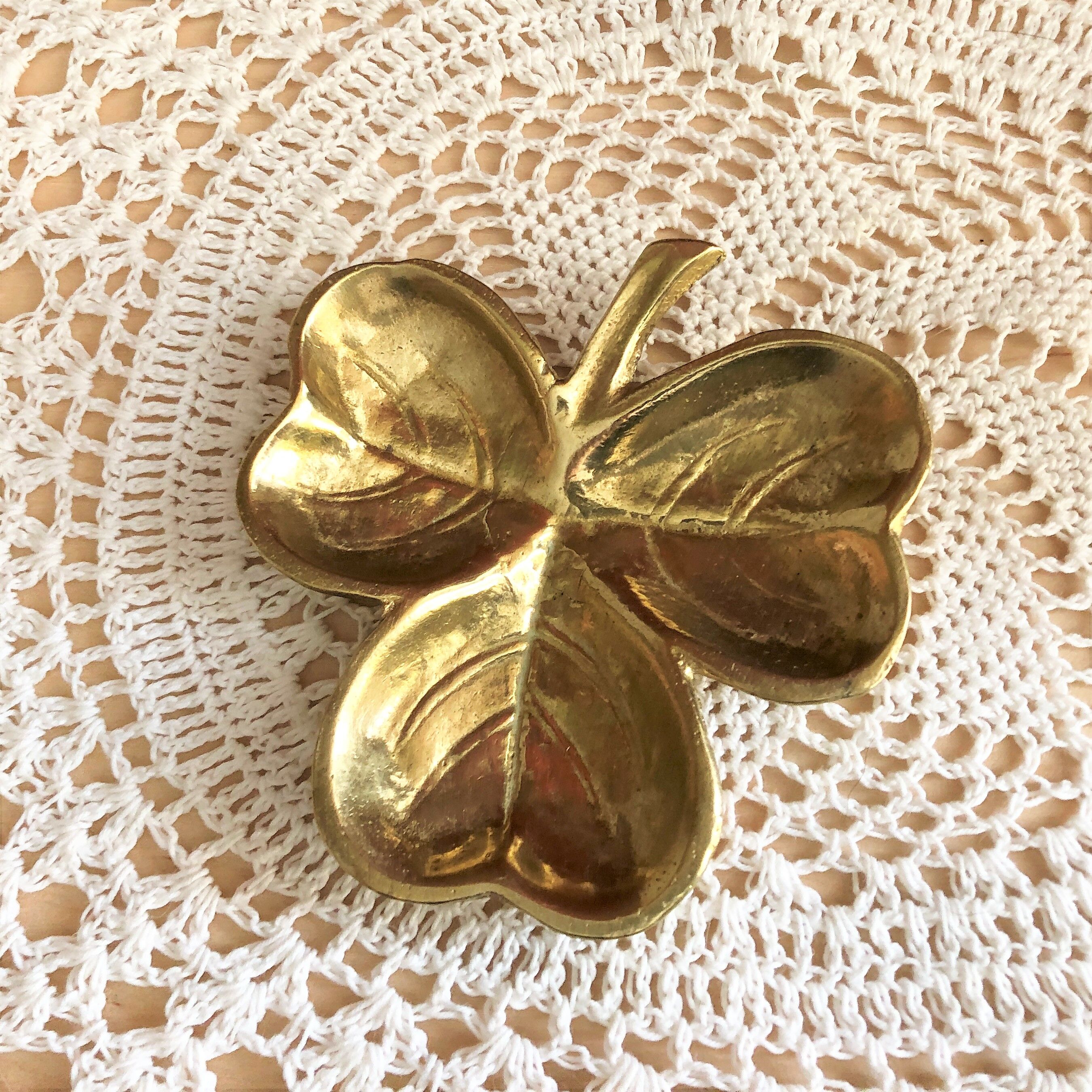 Trinket bowl decoration clover gilded bronze