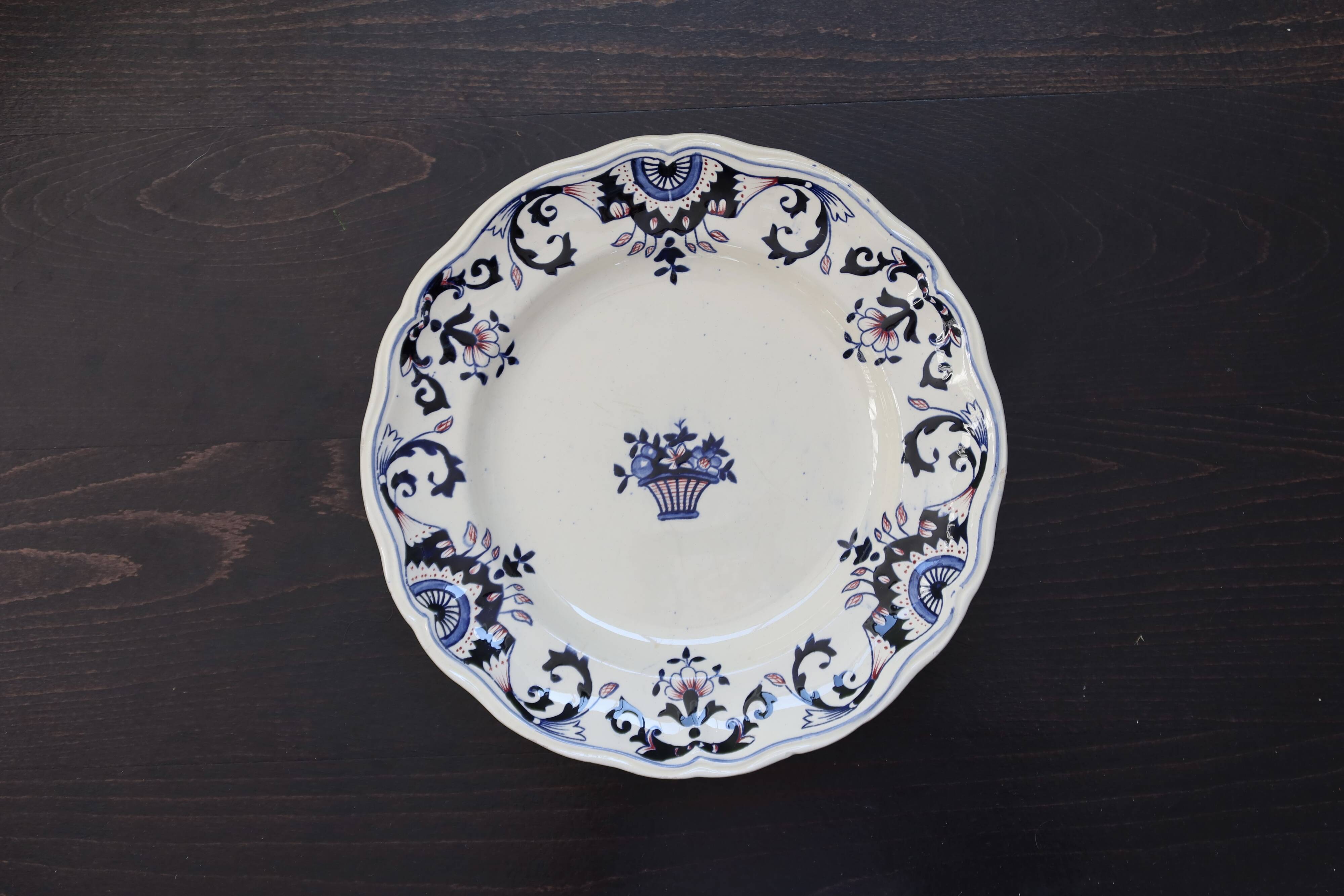 Antique Longchamp ironstone plate – Rouennais model