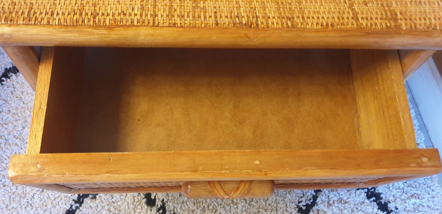 Pair of rattan bedside tables