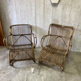 Pair of vintage rattan armchairs