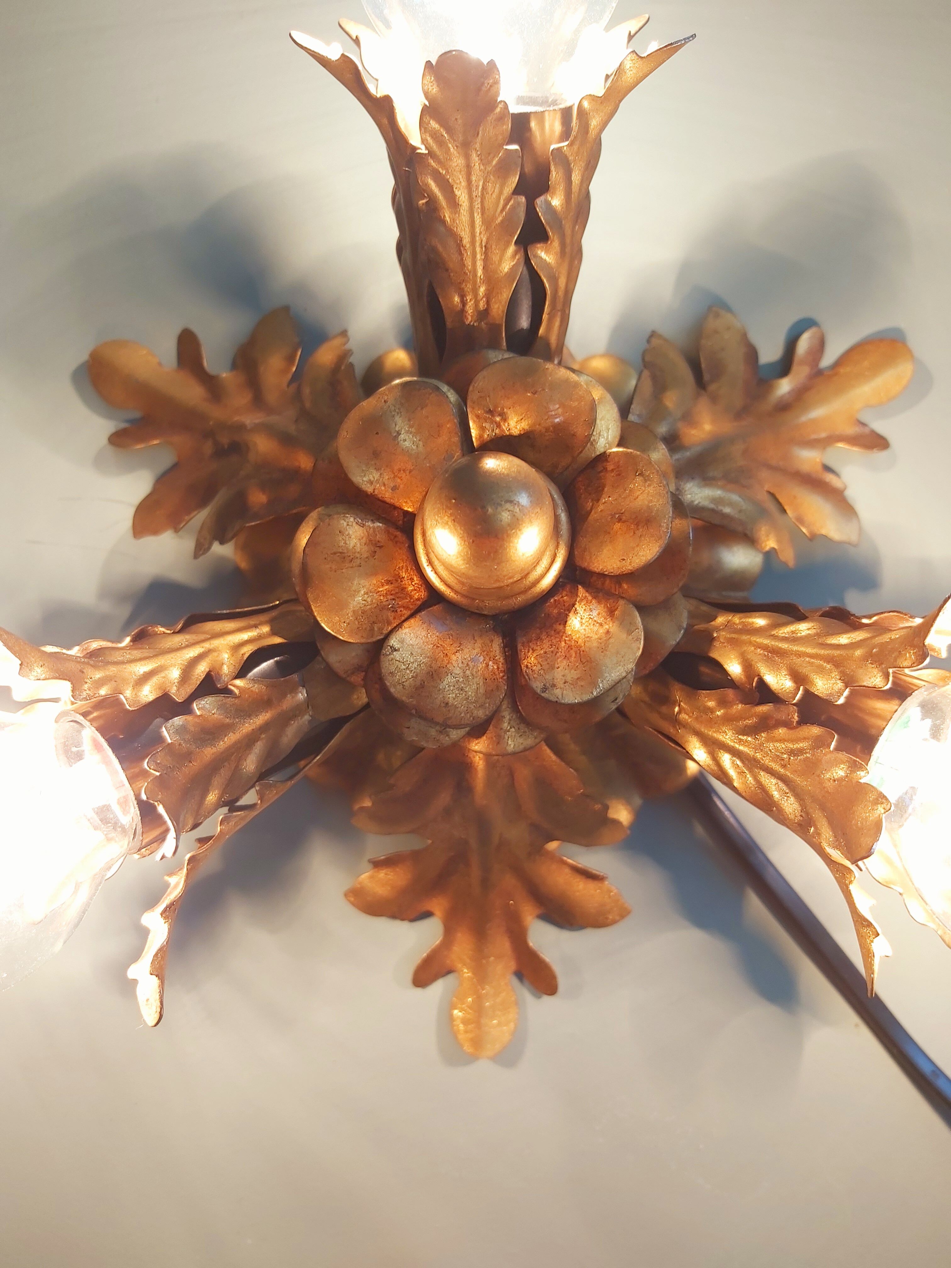 Wall lamp/ceiling lamp in gilded metal, Banci Firenze, 70s