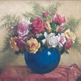 Bouquet of flowers signed L.Noireaut
