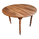 Antique walnut drop-leaf dining table – French round table 110 cm
