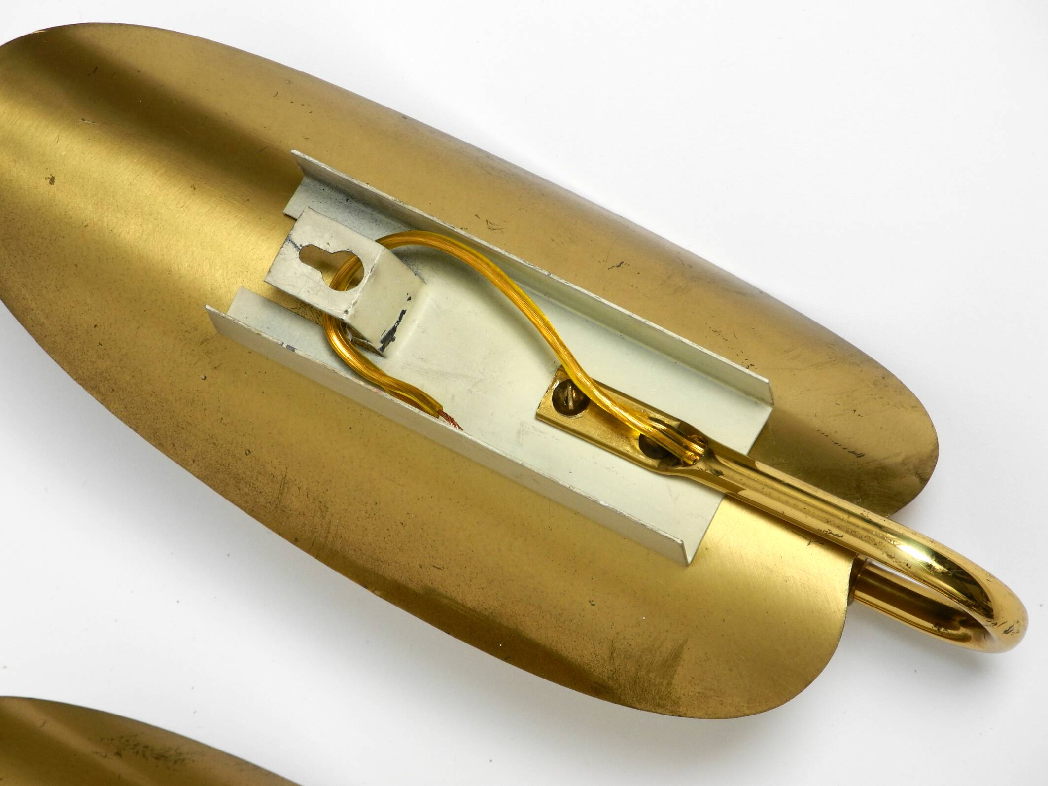 Two magical original Mid Century Modern bag brass wall lamps