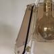 Pair of vintage pendant lights in smoked glass and gold metal, Hollywood style.